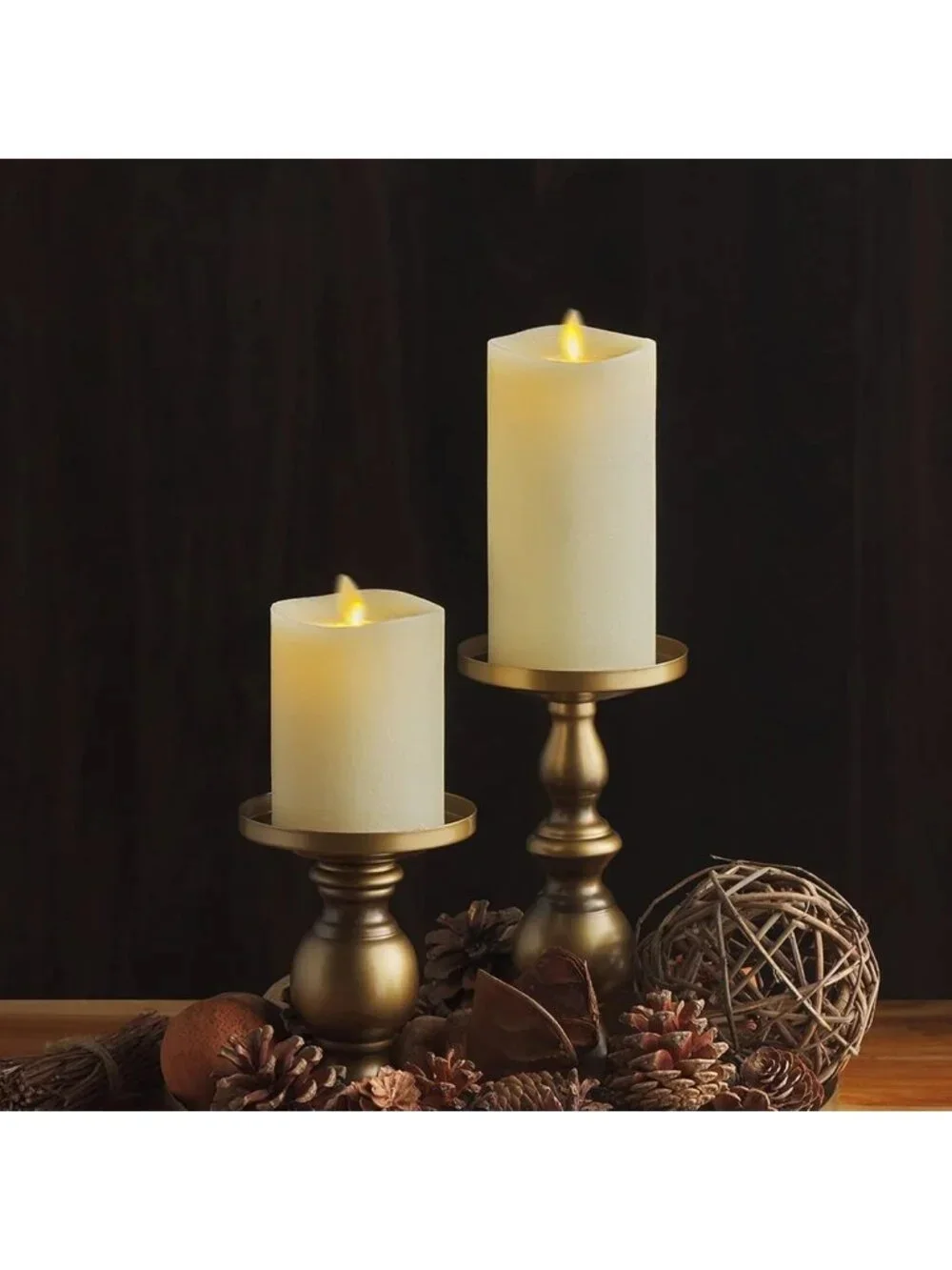 Realistic Flameless LED Pillar Candle - Ivory Flickering Flame - Indoor/Outdoor